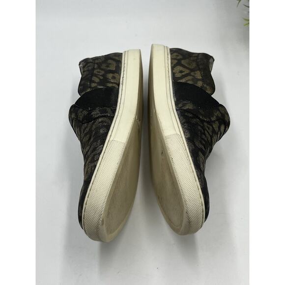 LANVIN Paris Metallic Black Gold Leopard Slip on Brocade Sneaker Size 38 /US 7 - Picture 3 of 14